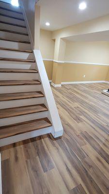 Luxury Vinyl Stair Treads with Matching Floor