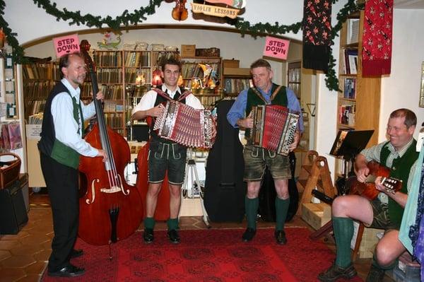 Austrian musicians give an impromtu performance at Metzler's.