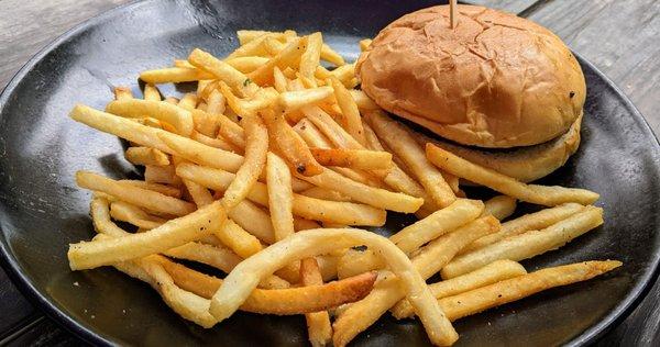 Kids menu - burger and fries