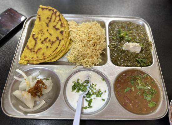 Sarson ka Saag and Makki di Roti Thali