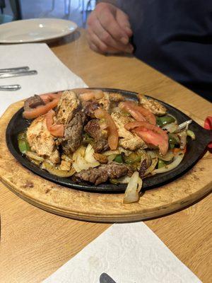 Chicken and steak fajitas