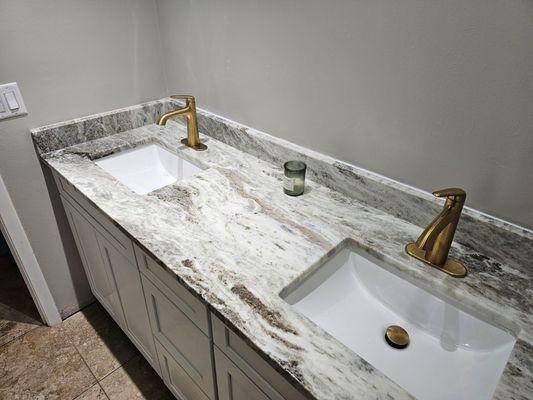 Look at my beautiful guest bathroom - cabinets and gorgeous countertop designed and installed by Picture Perfect!