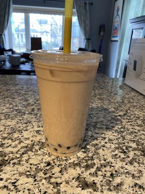 Coconut milk bubble tea with tapioca