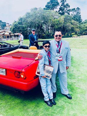 Father and Son with our Classiche Certified Ferrari Mondial t Cabriolet at Casa Ferrari during The Concours d'Elegance at Pebble Beach.