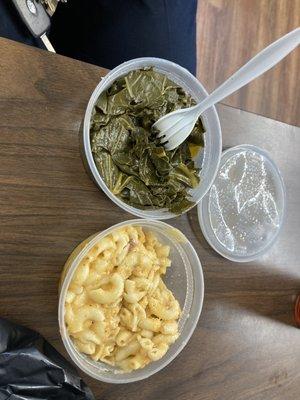 Collard greens and Mac and cheese