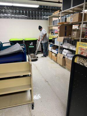 Floors being stripped at Library