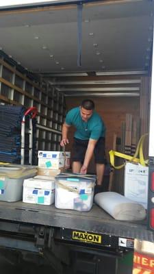 David loading the truck