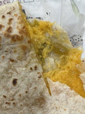 Our "cheese quesadilla with no green sauce" came with green sauce