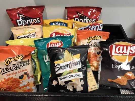 Complimentary chips in the meeting room and lobby