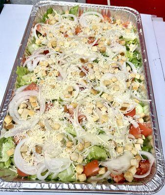 Big tray of ceased salad