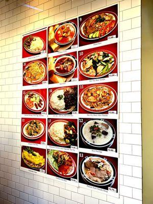 Wall Menu for specialty orders