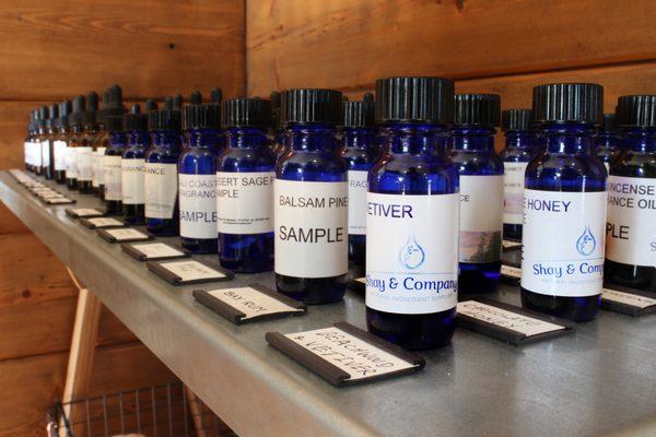 We feature a fragrance and essential oil sample bar in our store.