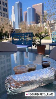 Front patio and Breakfast Burrito