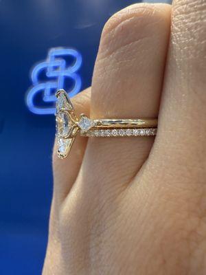 Glacier Aura Engagement Ring with our Cascade Pave Band.