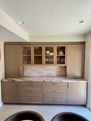 Cabinets with glass doors and drawers