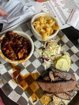 Brisket, Pit Beans, Smoked Mac n Cheese