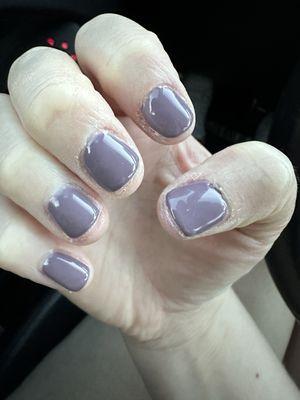 Nail polish everywhere on hands & cuticles are a mess still. Worst manicure ever.