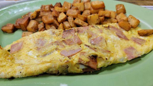 Ham & Cheese Omelet with Home Fries