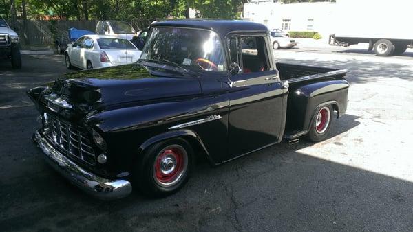 55 CHEVY installed new engine over drive transmission and air susspension