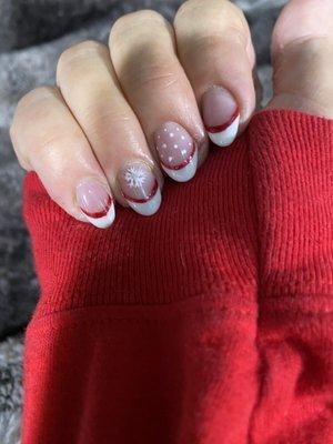 Christmas nails! I love my nails short with the stiletto point.