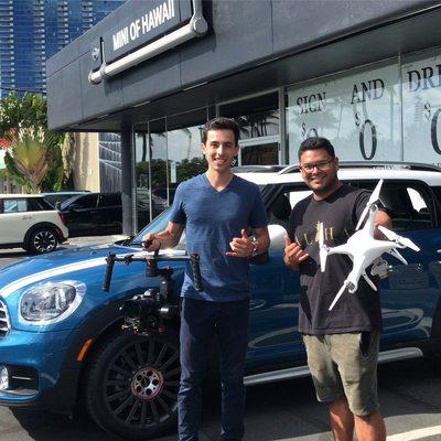 Filming at MINI OF HAWAII with my drone pilot!