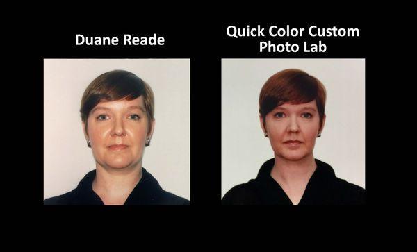 The place to go for passport photos. These were taken on the same day, just a few hours apart. Thank you, Quick Color Custom Photo Lab!!