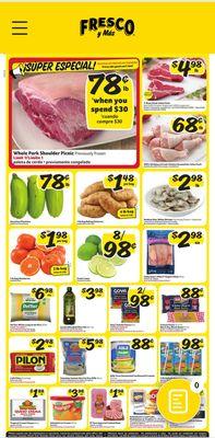 Circular Doorbusters 24-30 April 2024 Pork shoulder for 78¢/pound, t-bone steak, potatoes, limes, espresso and cream cheese deals!