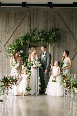 A "Showroom" ceremony with the barn door as a gorgeous backdrop.