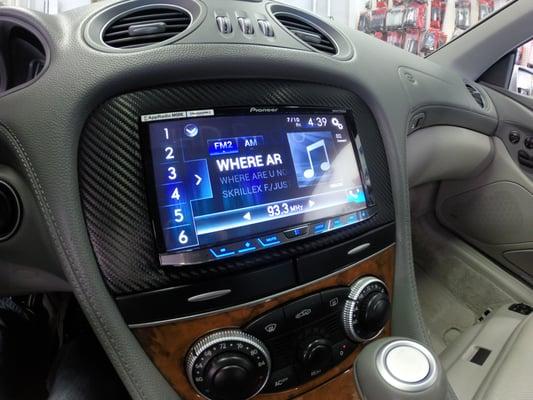 Beautiful custom dash installation in a Mercedes.