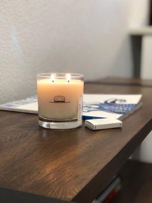 Sandlewood + Bergamot candle in it's new home.