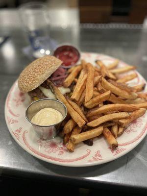 Burger and fries