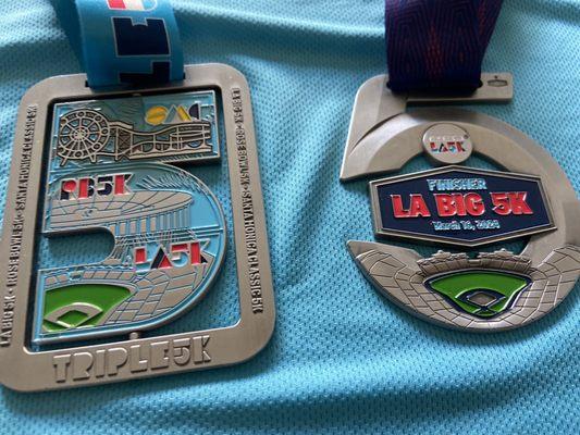 Triple 5k challenge medal & 2024 Big 5k medal.