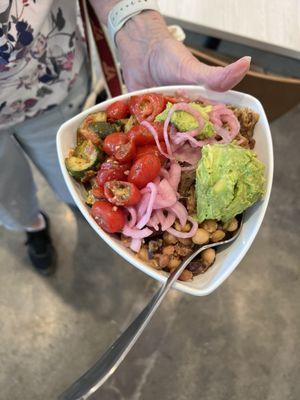 Regular bowl with Pork and avocado.