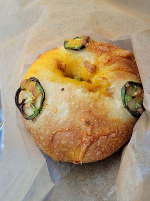 Jalapeño Cheddar Bagel - Made in-house! Sooo goood!