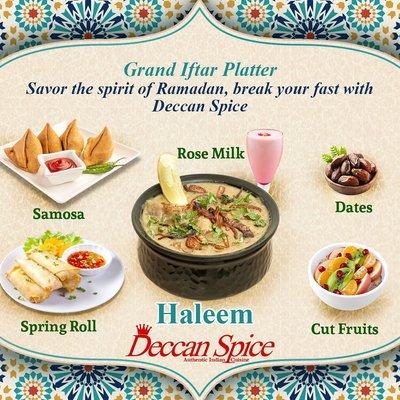 This Ramadan, end your fasts with the Grand Iftar Platter only from Deccan Spice in Jersey City!