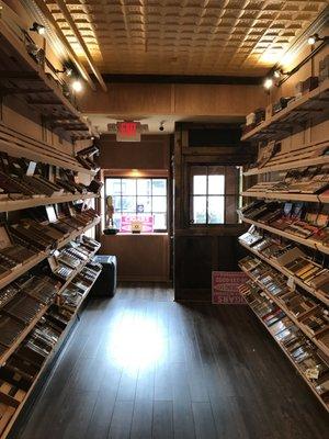 Walk-in humidor looking towards High Street.