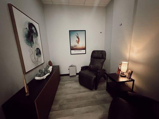 One of our two private rooms. Come in and enjoy your IV drip in a nice private space where you can nap or take a business call.