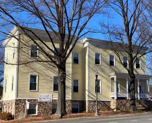 Our exterior as seen from Washington Street. We are located in the heart of downtown Falls Church, an easy walk to coffee, dining and shops.