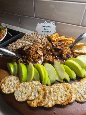 Candies Walnut and fig Christmas Brie plate with crispy tart green apples