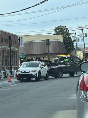 Danny was able to maneuver the car off the curb!