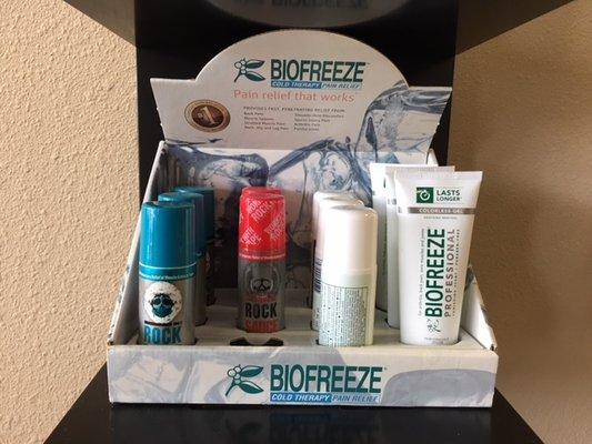 We sell clinical Biofreeze, as well as other well renowned topical pain-relieving creams including Rock Sauce.