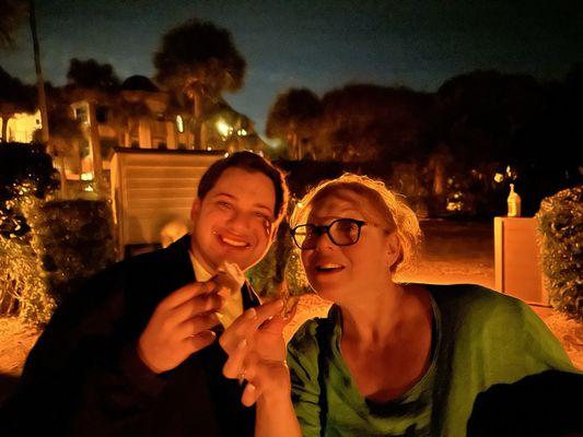 My wife and oldest son enjoying S'mores