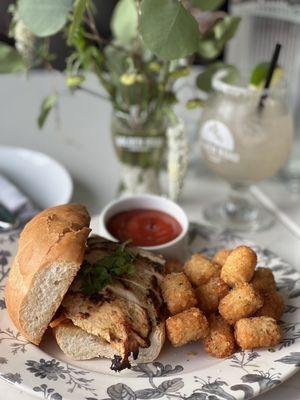 Chicken Bahn Mi with tater tots