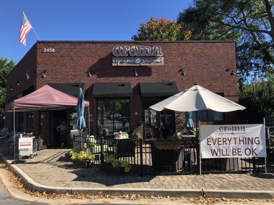 Storefront and patio.