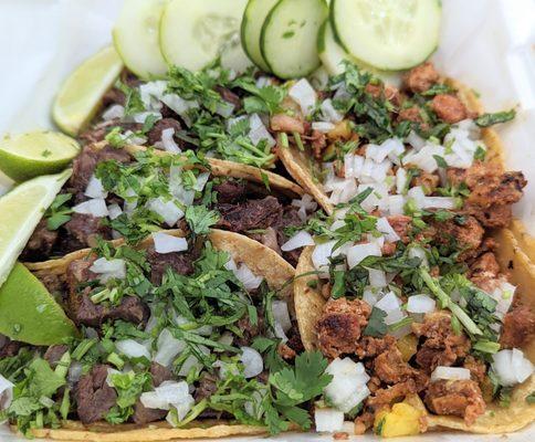 Cabeza and Al Pastor tacos