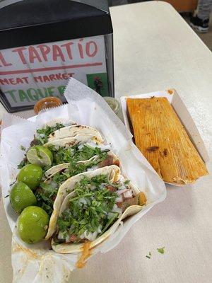 tacos and pork tamale