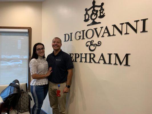 Congratulations Jaime and Yaqueline on the purchase of their beautiful new home. Thank you to Jeff Ephraim of DiGiovanni & Ephraim!