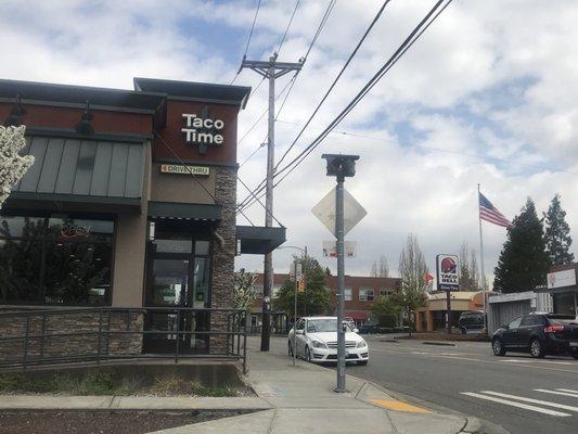 Right across the street from Red Hot, Ice Cream Social, and Mary Mart. Enter the drive thru through the alley not parking lot!