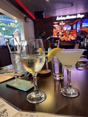 Lemon drop and wine