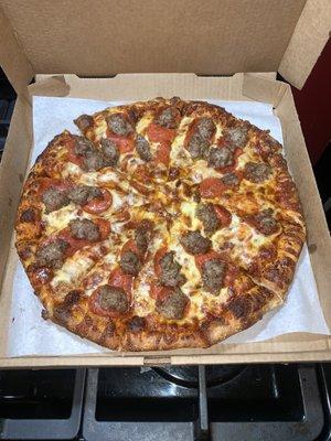 Large pepperoni and Italian sausage.